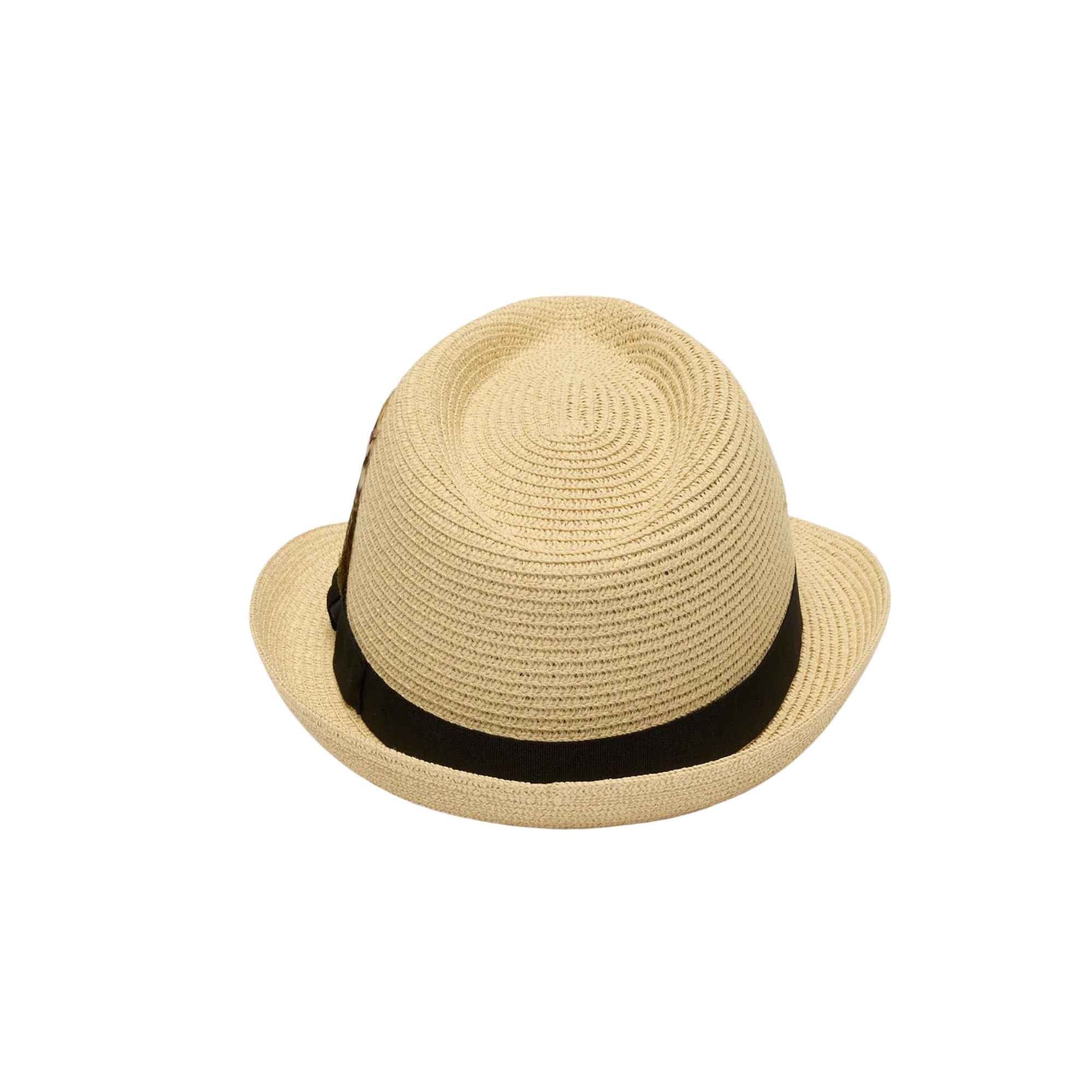Classic Straw Trilby Fedora Hat – Unisex Summer Sun Hat with Feather