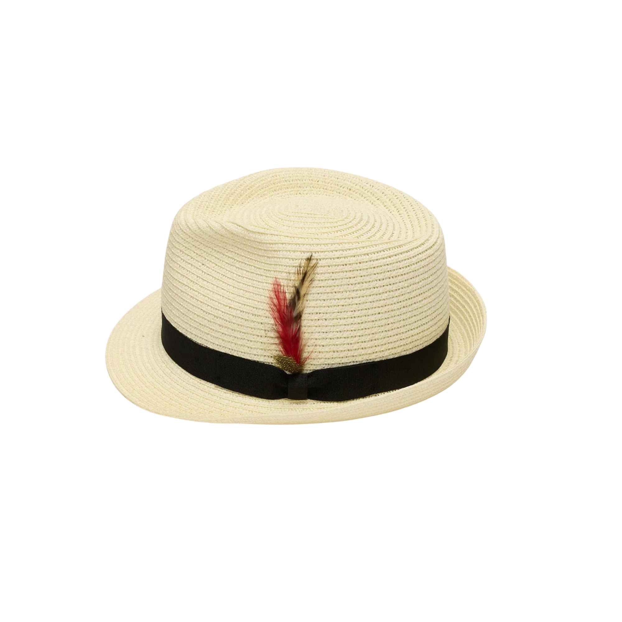 Classic Straw Trilby Fedora Hat – Unisex Summer Sun Hat with Feather
