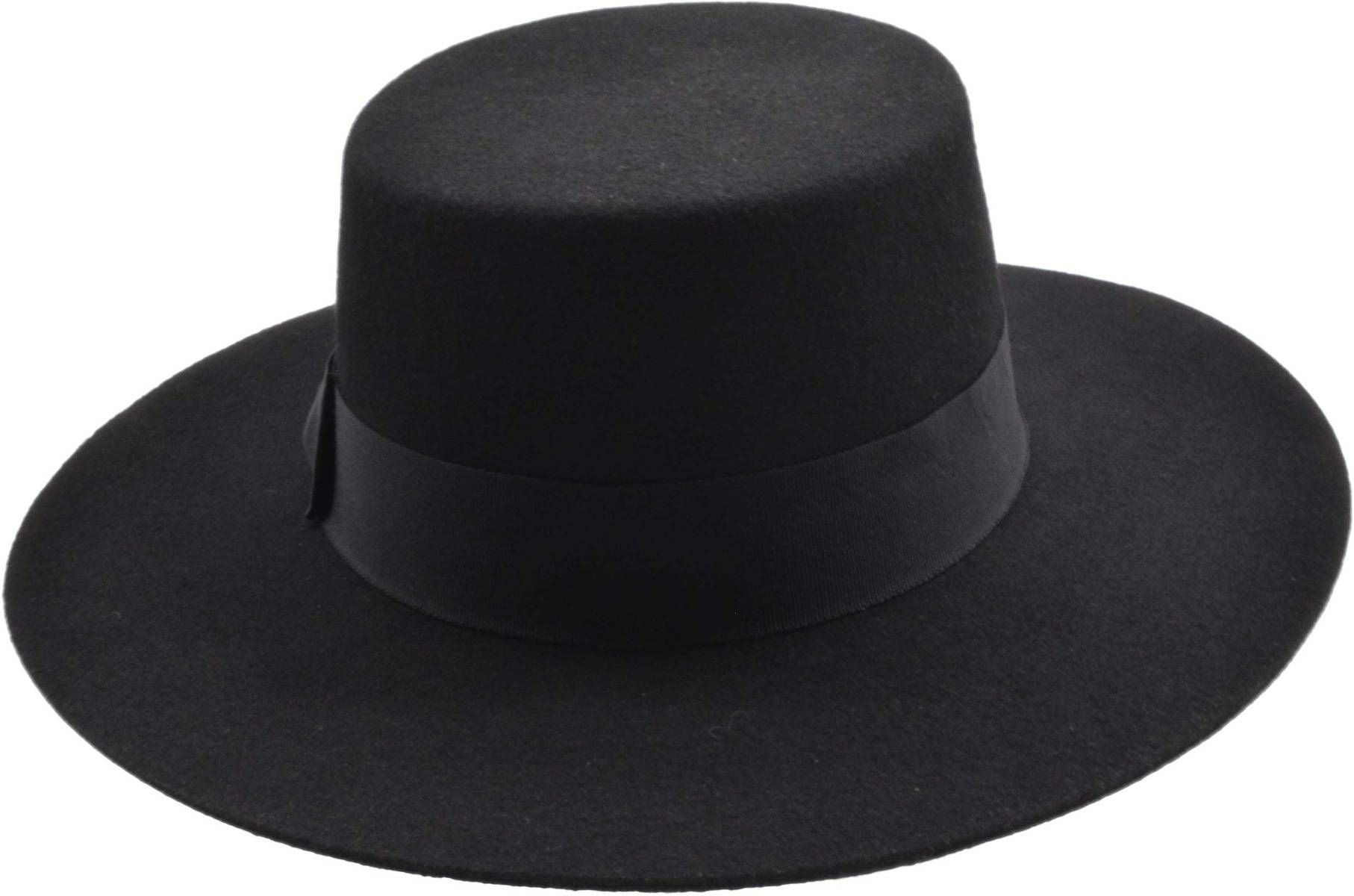 Classic Boater Hat: Black, water-resistant 100% wool felt. Handcrafted elegance, S-XL (55-60cm). Satin-lined, ribbon-banded. Perfect for all occasions. Easy-care luxury.