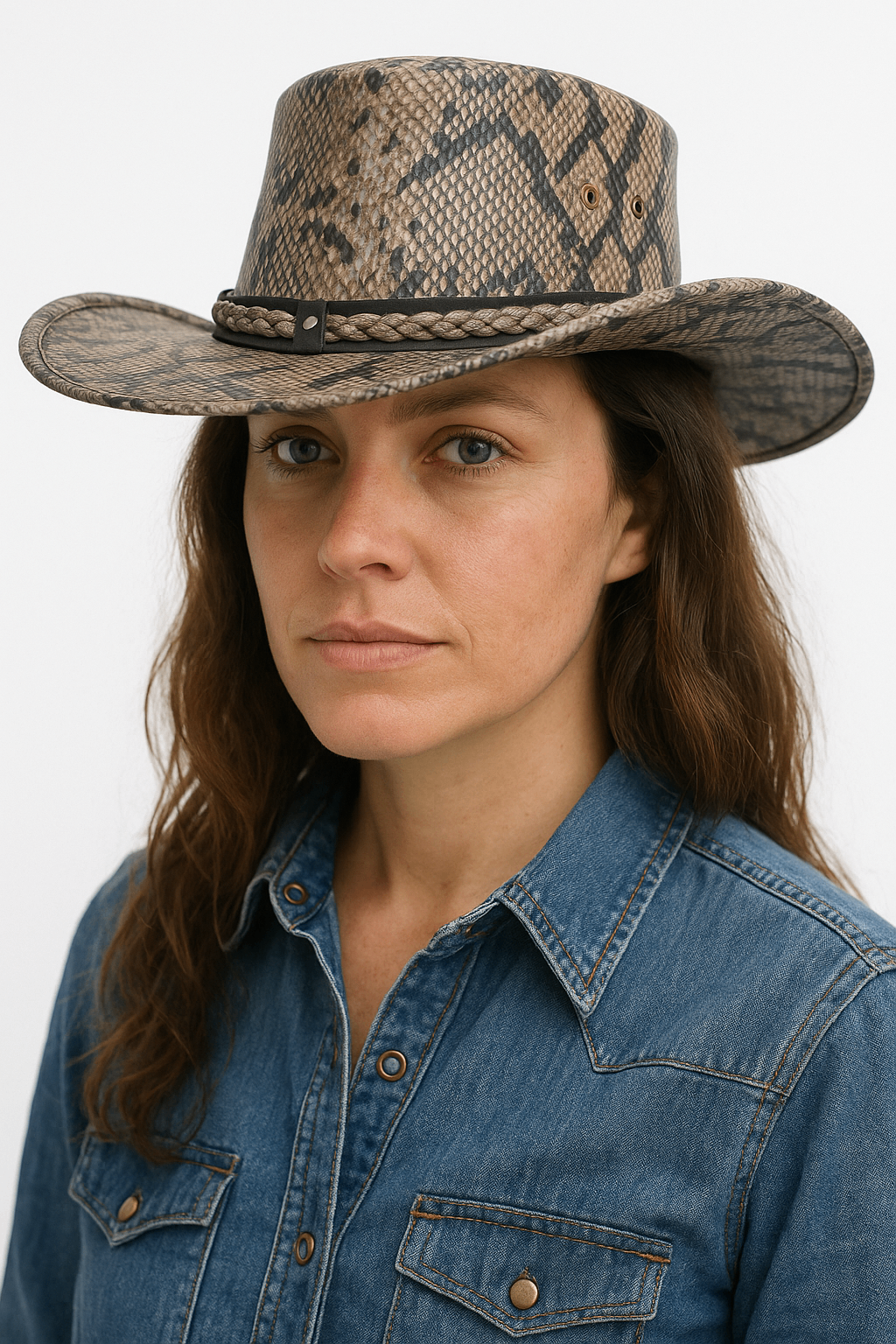 Snake Pattern Leather Cowboy Hat