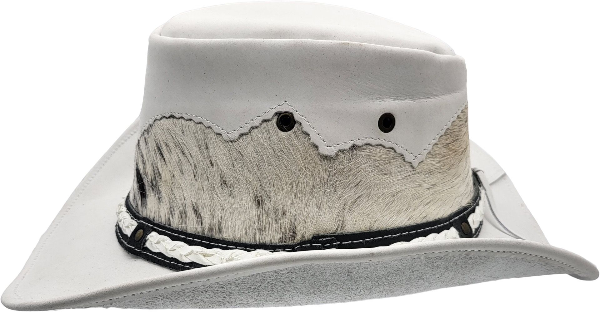 Genuine Leather Cowboy Hat - Fur Detail Western