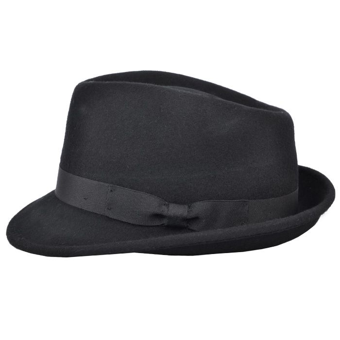 Crushable Wool Felt Trilby Hat in Black by Novella Hats – a must-have addition to your wardrobe! Crafted from 100% rain-resistant wool felt, and a brim of 4 cm and crown of 9 cm, this trilby hat perfectly combines style and functionality. Key Features: Premium Material: Made of 100% high-quality wool felt.