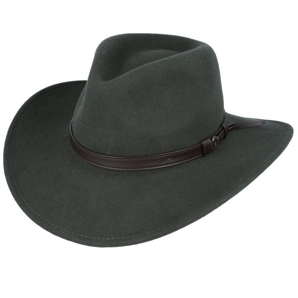 The Crushable Wool Felt Cowboy Hat from the Novella Hats Wool collection combines fashion and function. This handmade hat features a wide brim and high crown, offering both style and practicality. It's packable—just take it out of a suitcase, shake and shape it, and it's ready to wear.