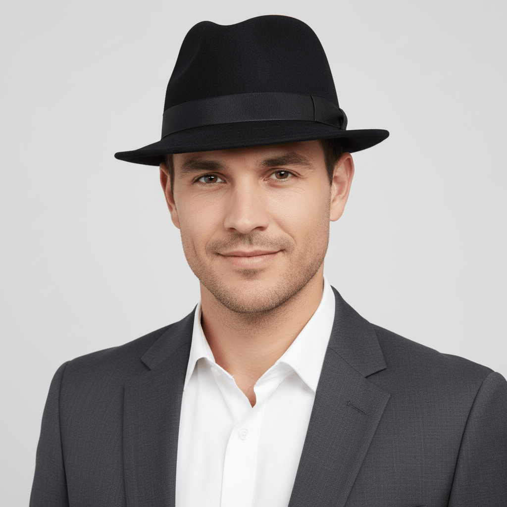 Crushable Wool Felt Trilby Hat - Black