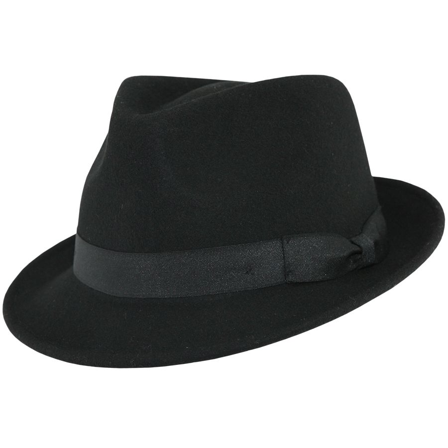 Crushable Wool Felt Trilby Hat - Black