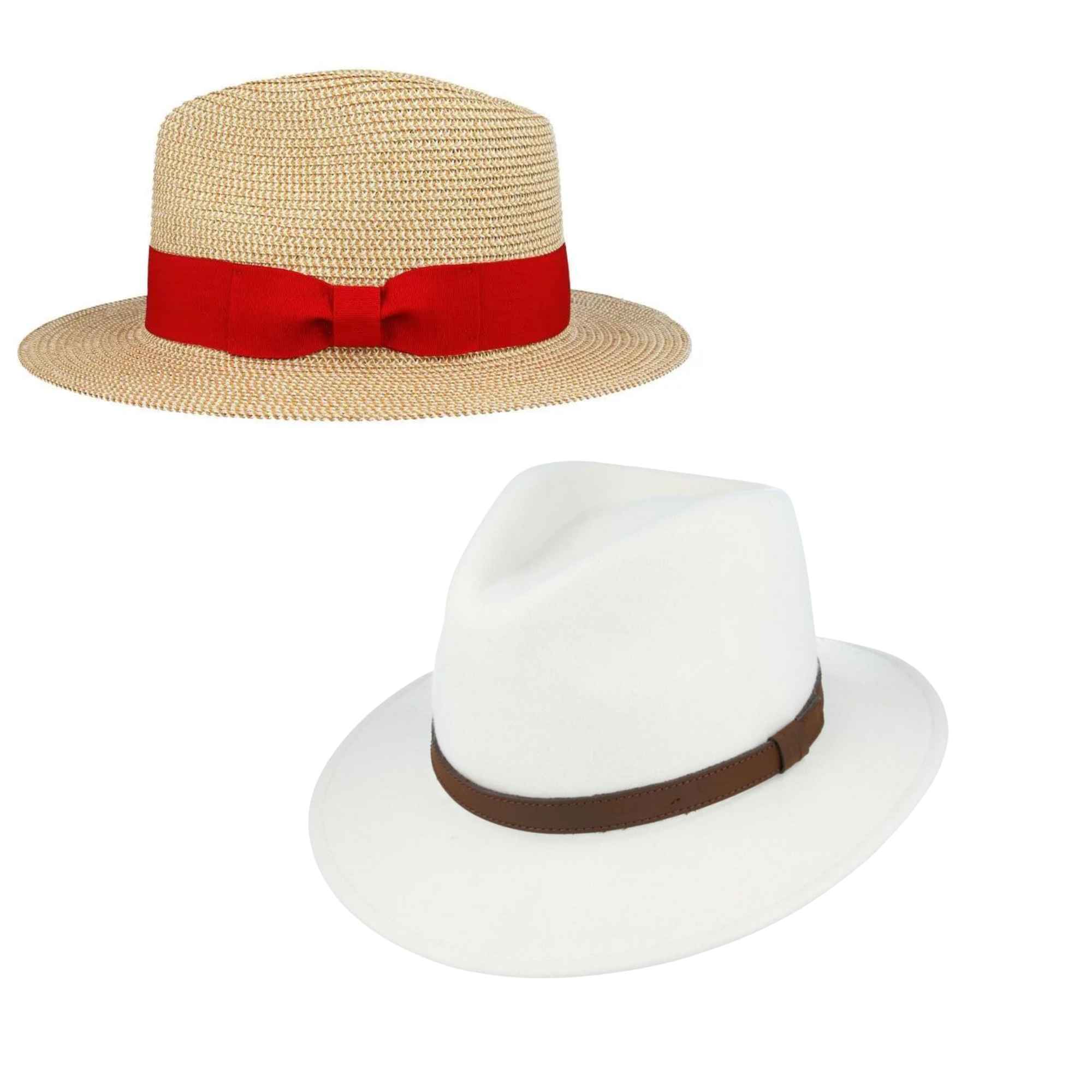 Straw and wool fedora hat bundle front view by Novella Hats