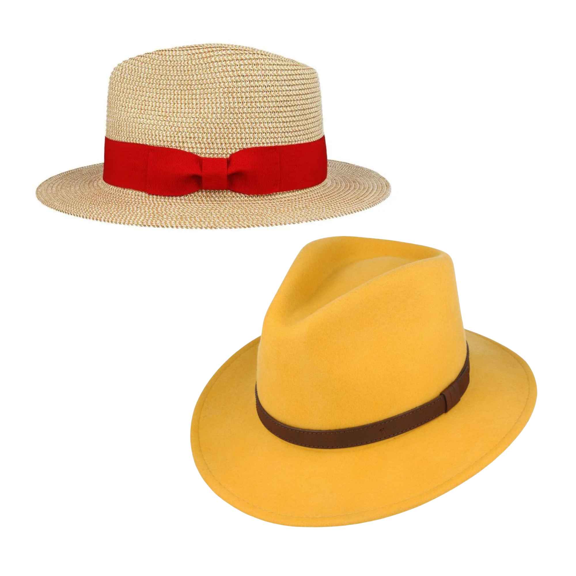 Straw and wool fedora hat bundle front view by Novella Hats