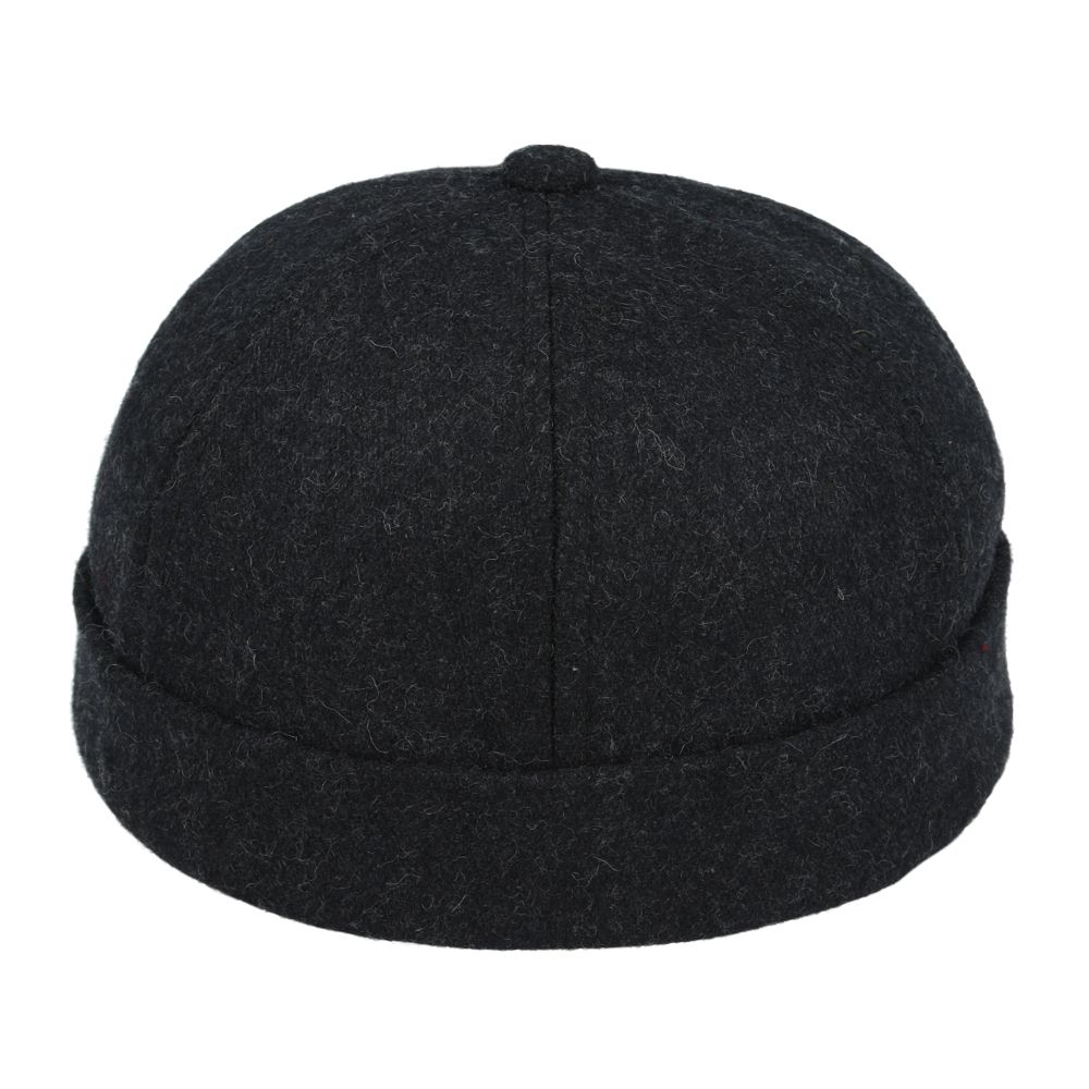 Wool Blend Docker Hat – Brimless Rolled Cuff Sailor Cap, Retro Style