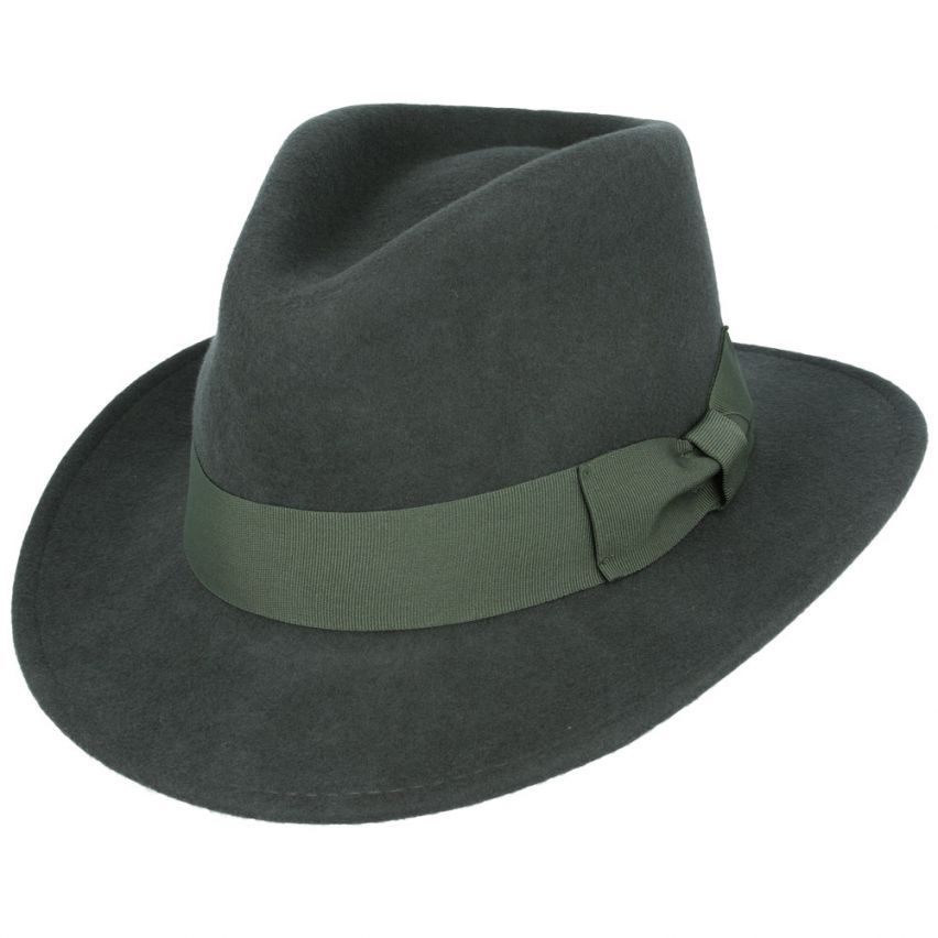Wool Fedora Hat with Grosgrain Band. Handmade, 100% wool, with a 7cm wide brim and 11cm high crown. Features a comfortable cotton sweatband and black belt band. Packable and versatile. Available in all sizes. Key Features: Material: 100% Wool Style: Wide Brim Fedora Sweatband: Comfortable Cotton Brim.
