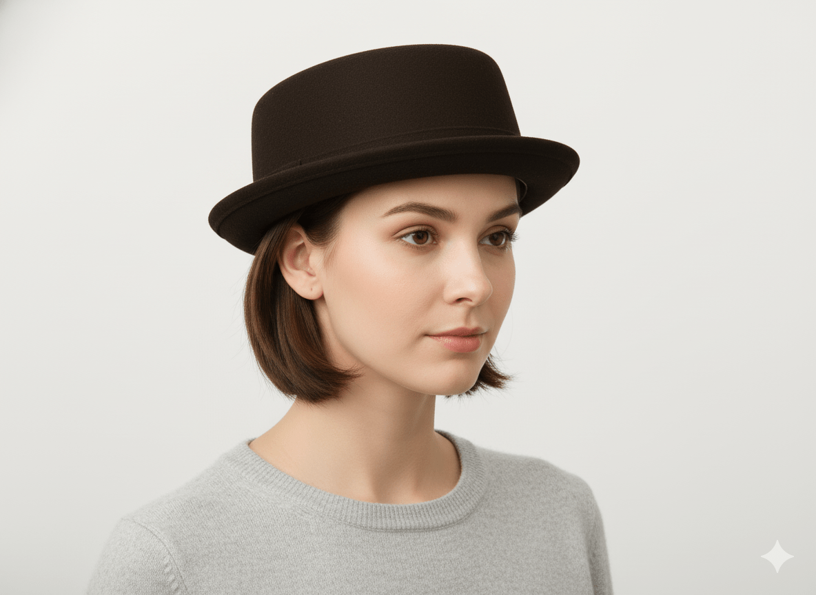 Wool Blend Trilby Hat - Black