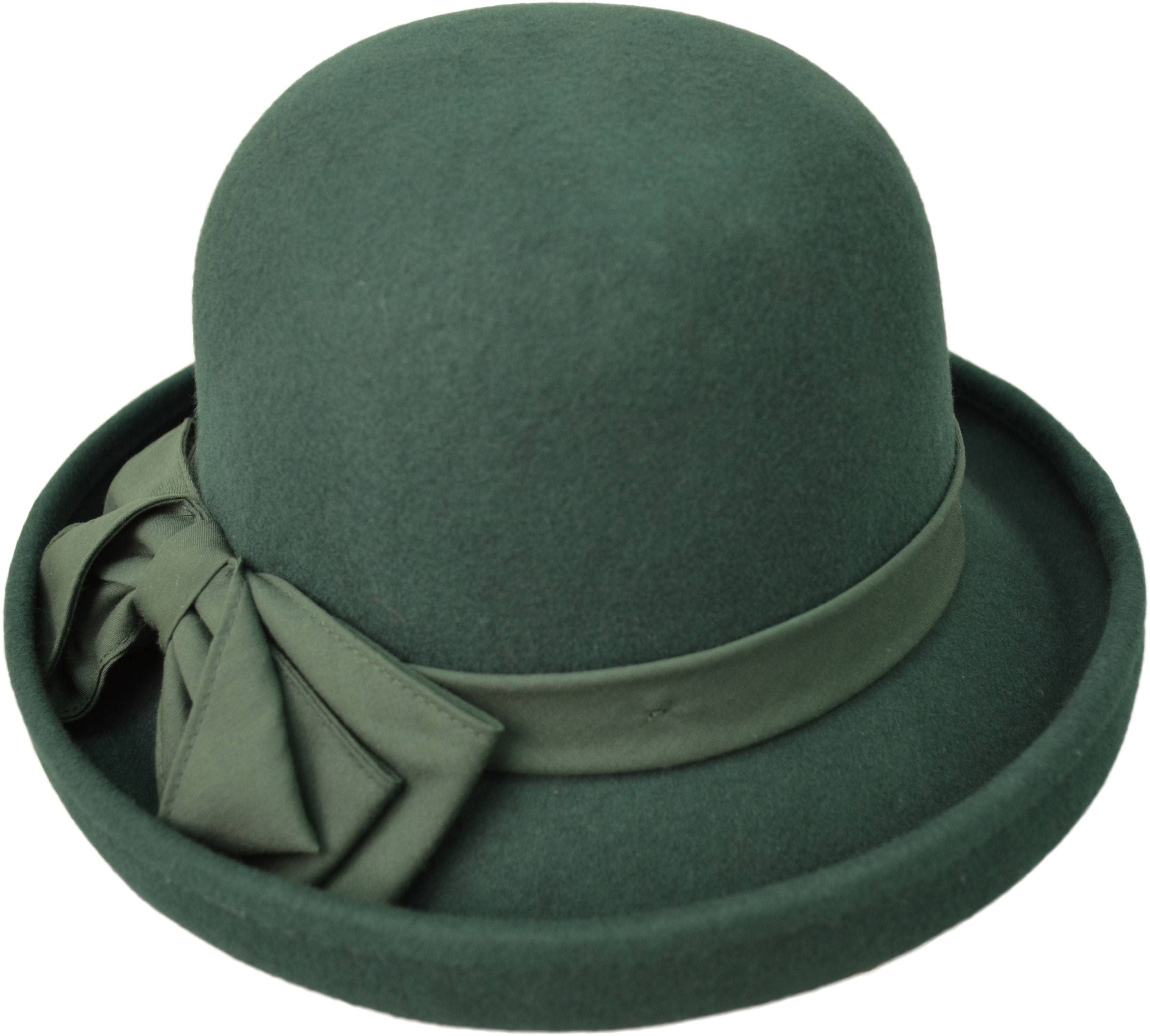 Women's Wool Felt Vintage Cloche Hat. 100% wool construction offers warmth with a soft, comfortable feel. Features an adjustable inner drawstring for a perfect fit. Ideal for elegant soirees, work events, or pairing with a cozy scarf. Classic vintage design meets modern comfort in this versatile accessory.