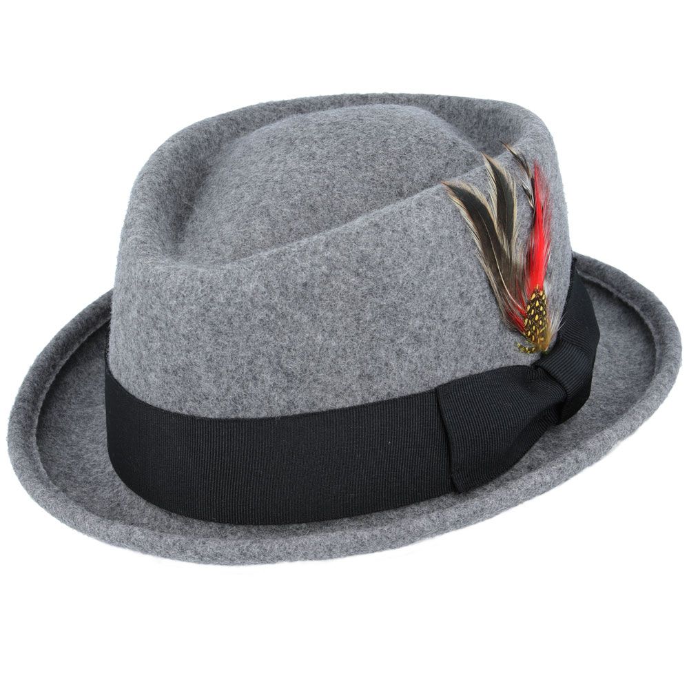 Crushable Wool Felt Diamond Crown Pork Pie Hat. Perfect for travel, this handmade hat features a comfortable cotton sweatband and a removable feather. Available in multiple sizes.

Our Crushable Wool Felt Diamond Crown Pork Pie Hat is packable &amp; perfect for travel, casual wear &amp; special occasions —just take it out of your suitcase, shake and shape, and it’s ready to wear.