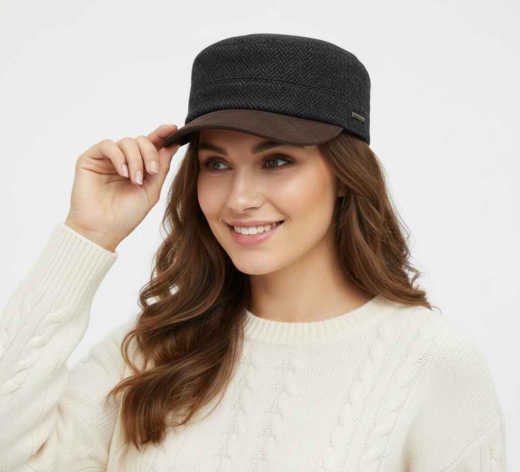 The Novella Hats Herringbone Army Cap is a classic military-inspired cap designed for everyday wear. Made from premium 100% wool, it offers a structured yet relaxed look perfect for casual outfits, outdoor use, and all-season styling.
