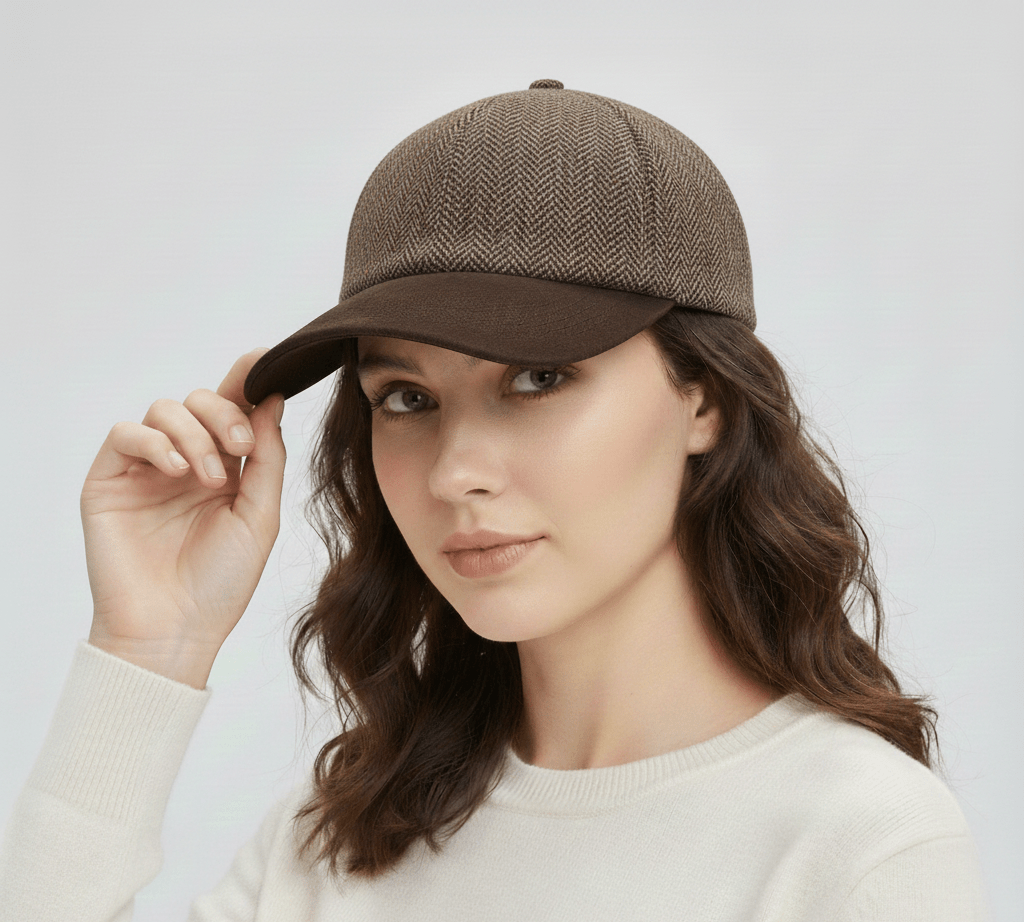This Herringbone Tweed Baseball Cap by Novella Hats blends classic style with modern comfort, making it the perfect everyday cap for casual wear, travel, weekends and outdoor walks. Designed with a soft suede-effect peak and a traditional six-panel shape, it offers a refined take on the classic baseball cap