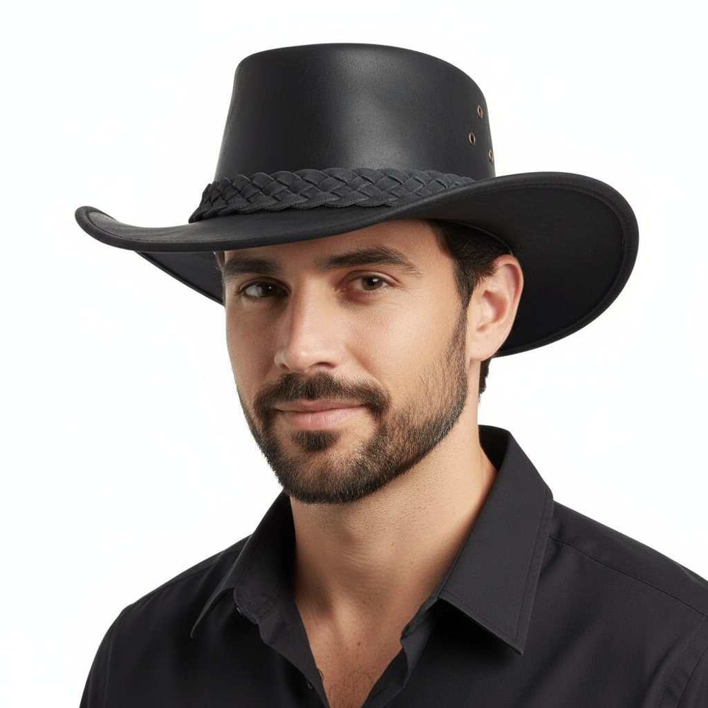 Leather Western Cowboy Hat - Black Novellahats