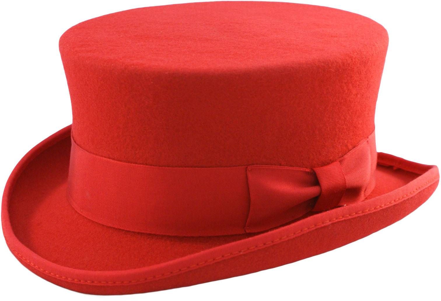 A handcrafted 10cm junior top hat made from premium wool felt with satin lining. Features a classic ribbon band and side bow. Available in sizes XXS-XL (52-60cm). Perfect for weddings, events, or making a style statement. Each hat combines traditional craft with luxurious comfort.