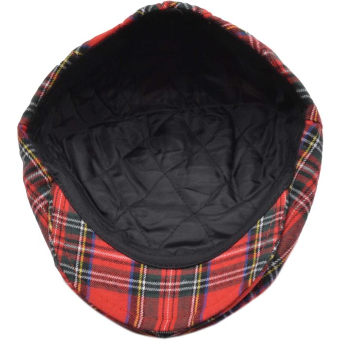 Interior satin lining and sweatband of Novella Hats tartan flat cap