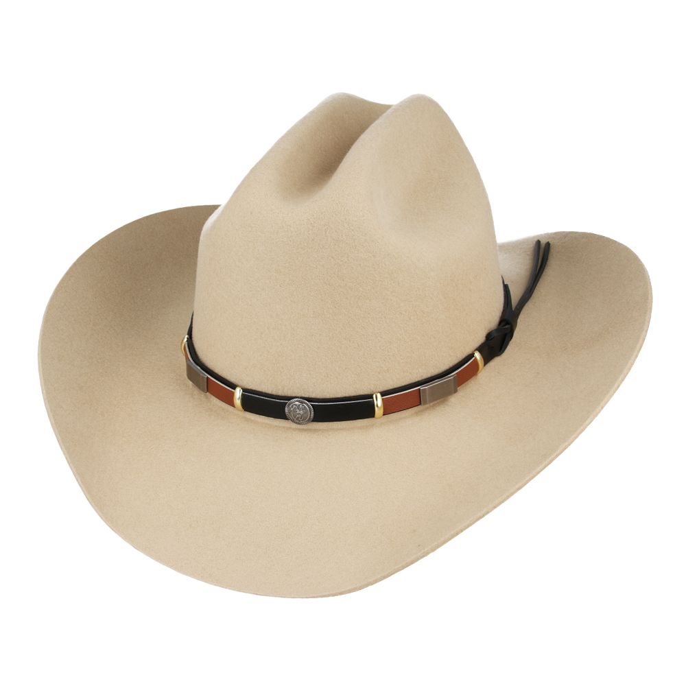 Western Wool Cowboy Hat – Classic Cattleman Style | Handmade Vintage American Wide Brim Hat - Tan