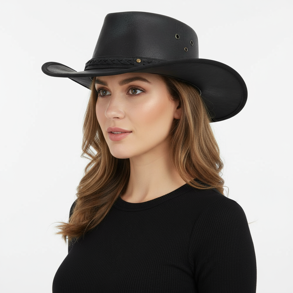 Western Outback Leather Cowboy Hat Crushable Novellahats