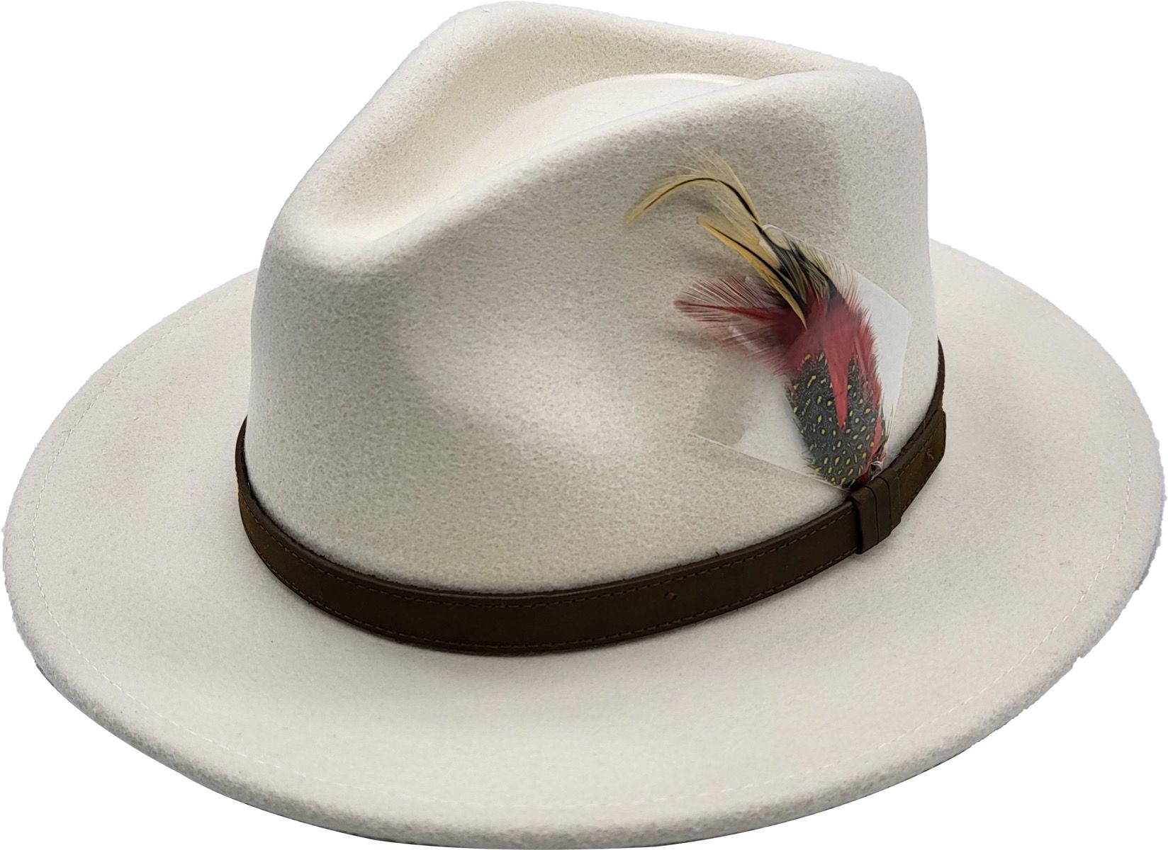 Felt Fedora hat handcrafted from 100% premium wool with a genuine leather band. Versatile for all occasions. Available in 16 stunning colors and 5 sizes (XS/S/M), (L/XL)10cm height, 6cm brim. Comfortable to wear and easy to clean. Experience the perfect blend of classic design and modern craftsmanship.