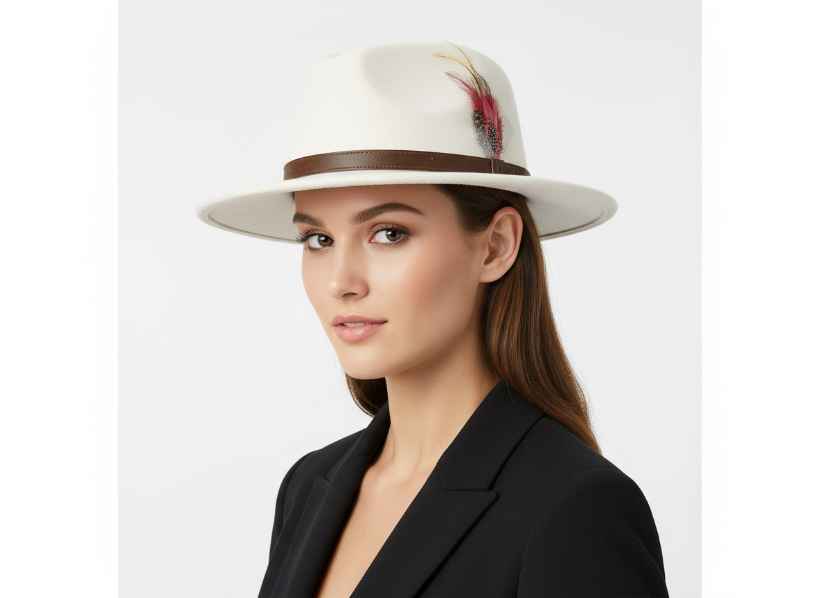 Felt Fedora hat handcrafted from 100% premium wool with a genuine leather band. Versatile for all occasions. Available in 16 stunning colors and 5 sizes (XS/S/M), (L/XL)10cm height, 6cm brim. Comfortable to wear and easy to clean. Experience the perfect blend of classic design and modern craftsmanship.