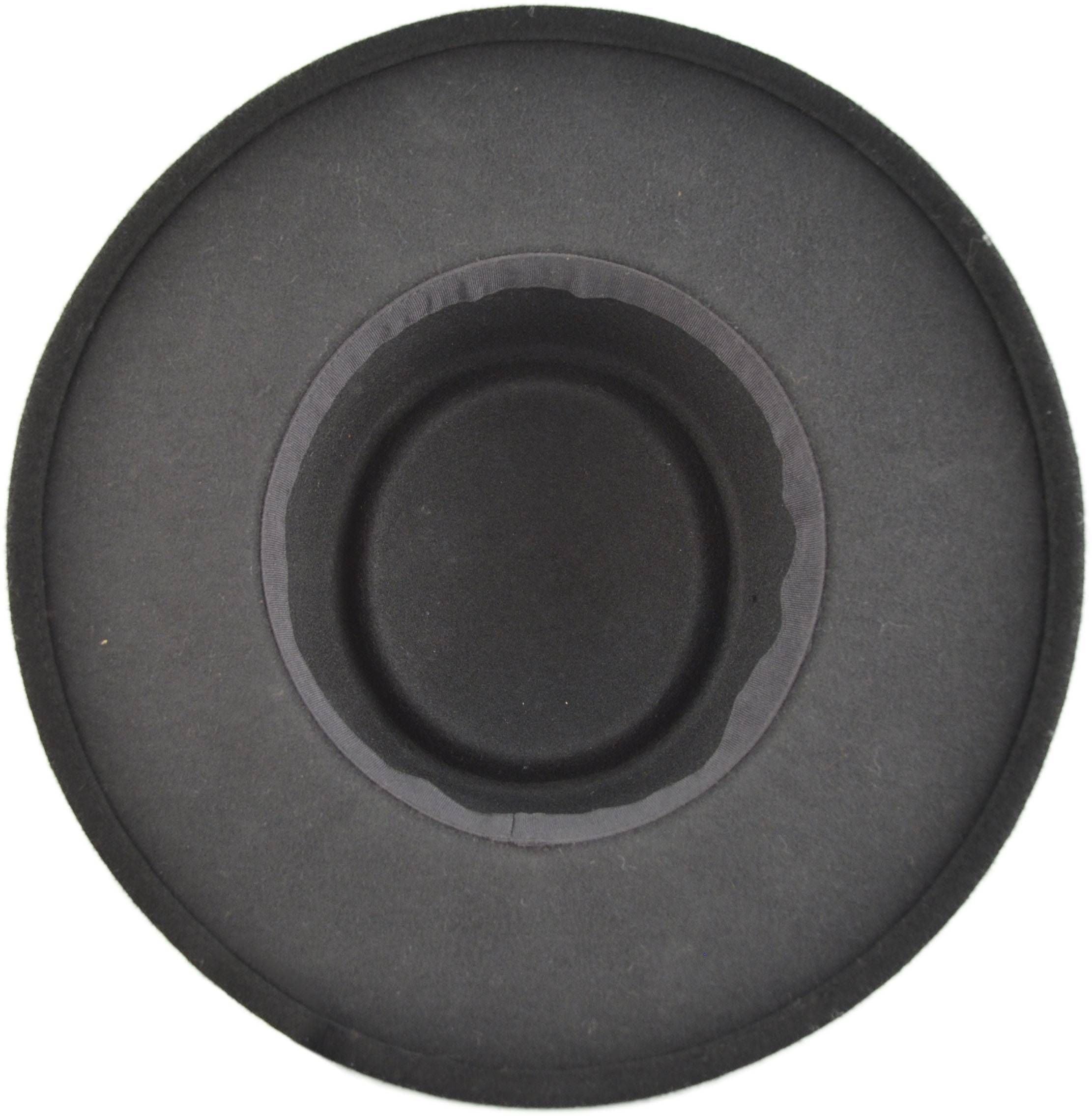 Wide Brim Wool Felt Cloche Hat - Adjustable, One Size