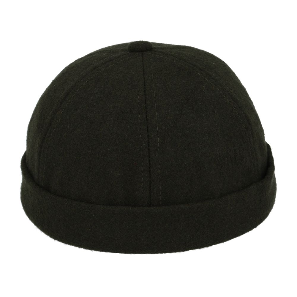 Wool Blend Docker Hat – Brimless Rolled Cuff Sailor Cap, Retro Style
