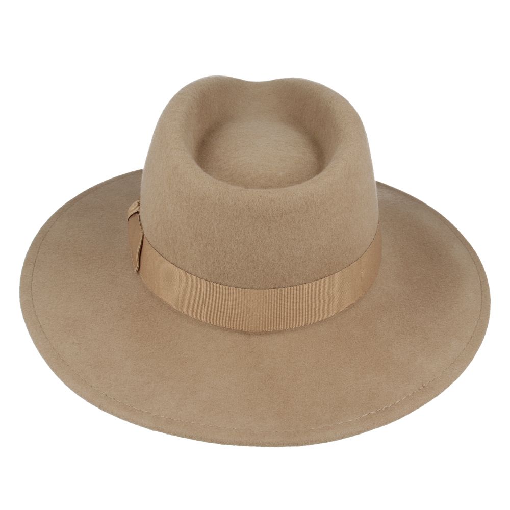 The Wide Brim Wool Crushable Fedora is a versatile, classic hat with an A-line shaped brim. This crushable and water-resistant fedora is perfect for travel—simply pack it, shake it, and wear it. The snap brim allows for different styling options, making it both dressy and practical. Hat Details: Material: 100% Wool 