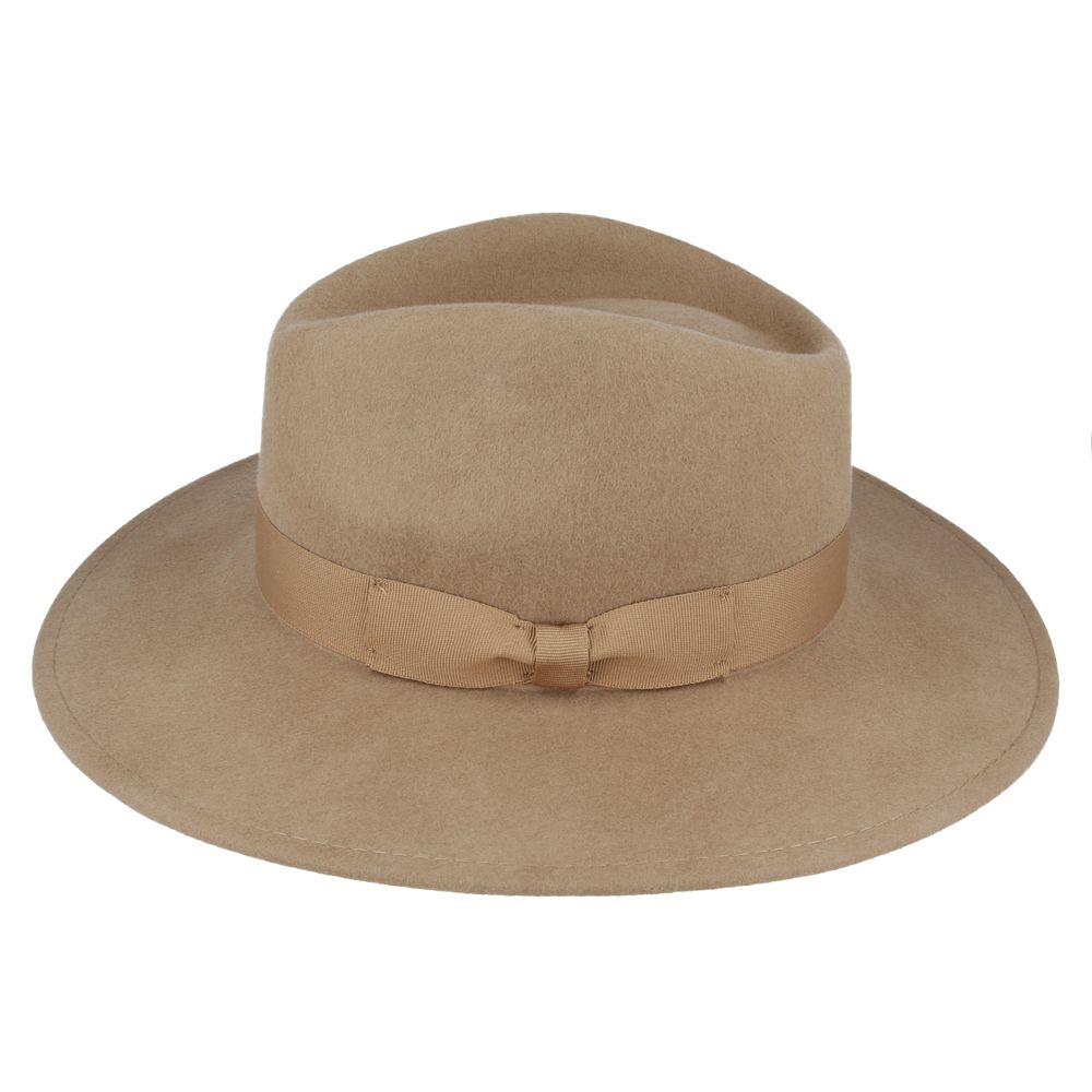 The Wide Brim Wool Crushable Fedora is a versatile, classic hat with an A-line shaped brim. This crushable and water-resistant fedora is perfect for travel—simply pack it, shake it, and wear it. The snap brim allows for different styling options, making it both dressy and practical. Hat Details: Material: 100% Wool 