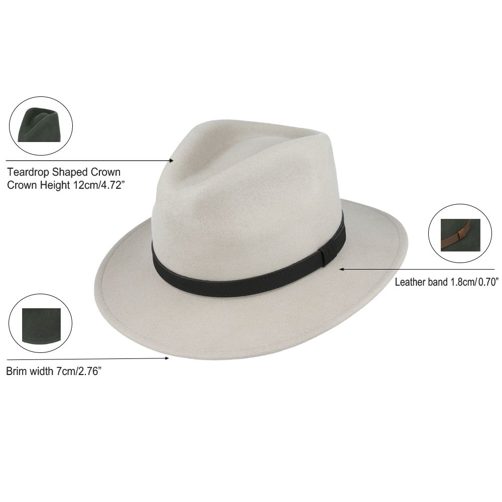 The Broadway Wool Felt Fedora Hat is the epitome of elegance and versatility. This handmade fedora, crafted from 100% premium wool felt, is designed to be both stylish and practical, making it a perfect companion for any adventure. Its crushable and packable nature means you can easily take it with you on your travels