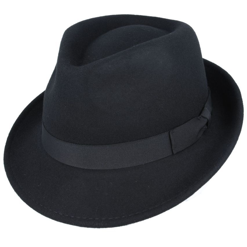 Trilby Camden Wool Felt Hat : Handmade from crushable wool felt, this elegant hat boasts a high crown (11.5cm/4.5”) and a wide brim (approximately 5cm/2"). Available in a range of colours and sizes from small to X-Large—a must-have for stylish travelers!