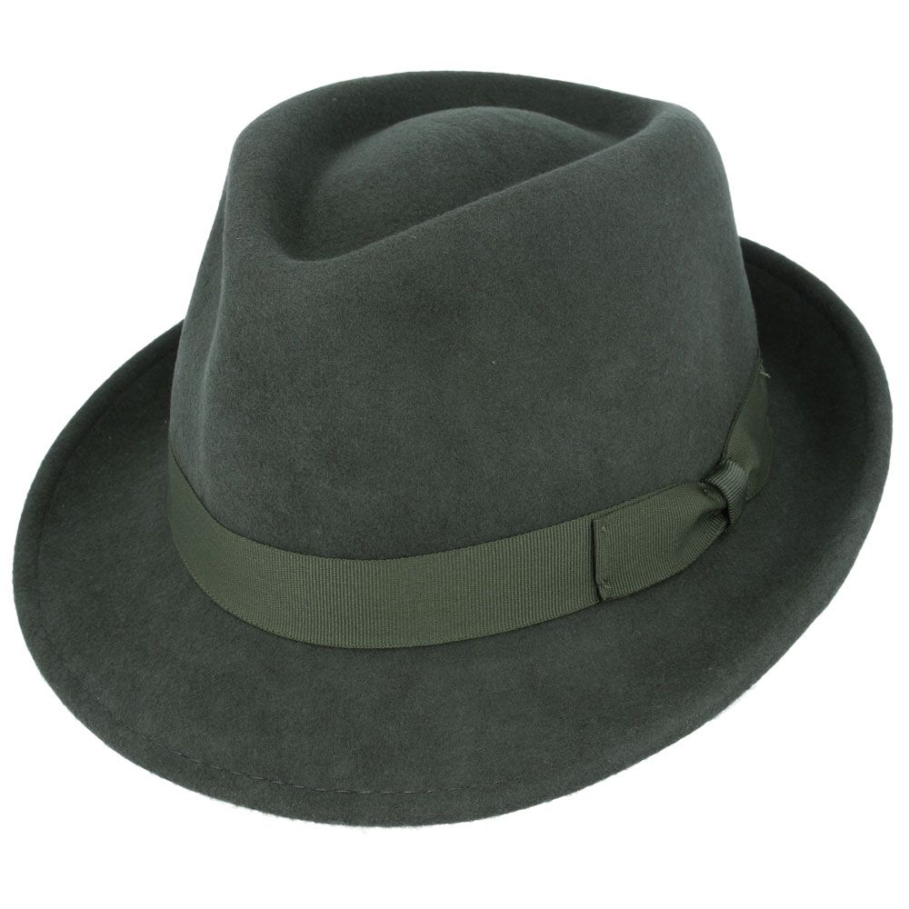 Trilby Camden Wool Felt Hat : Handmade from crushable wool felt, this elegant hat boasts a high crown (11.5cm/4.5”) and a wide brim (approximately 5cm/2"). Available in a range of colours and sizes from small to X-Large—a must-have for stylish travelers!