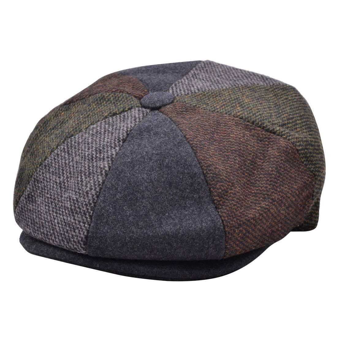 Patch Herringbone Elastic Newsboy Cap in Dark Grey, crafted from 40% wool and 60% polyester. Features include a quilted polyester lining and two clips on the visor. Available in sizes S-XL. Enjoy style and durability. Hat Details: Material: 40% Wool, 60% Polyester Lining: 100% Polyester quilted lining Visor