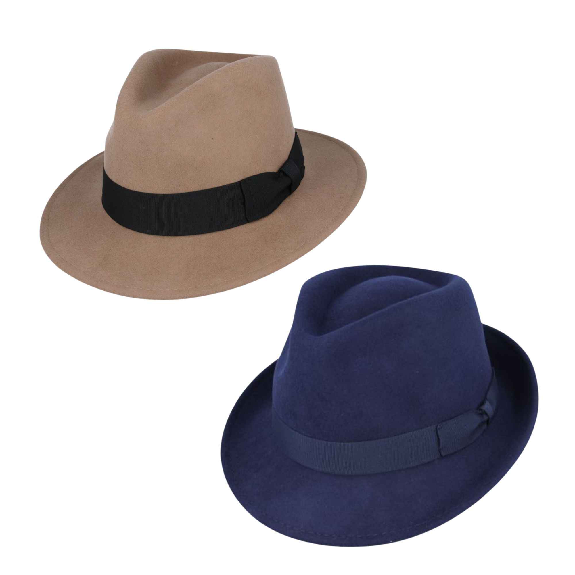 Fedora and trilby hat bundle front view in wool by Novella Hats