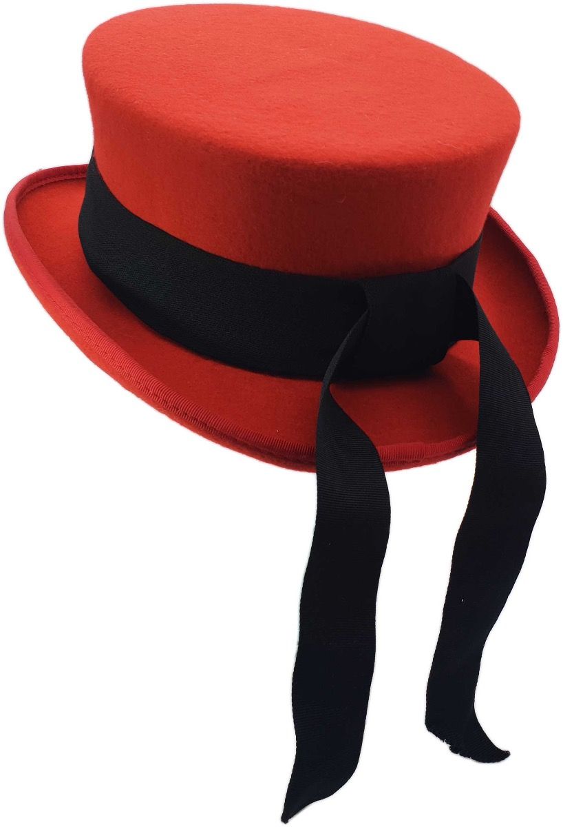 Red Junior Top Hat - Mini Victorian Style Wool Hat