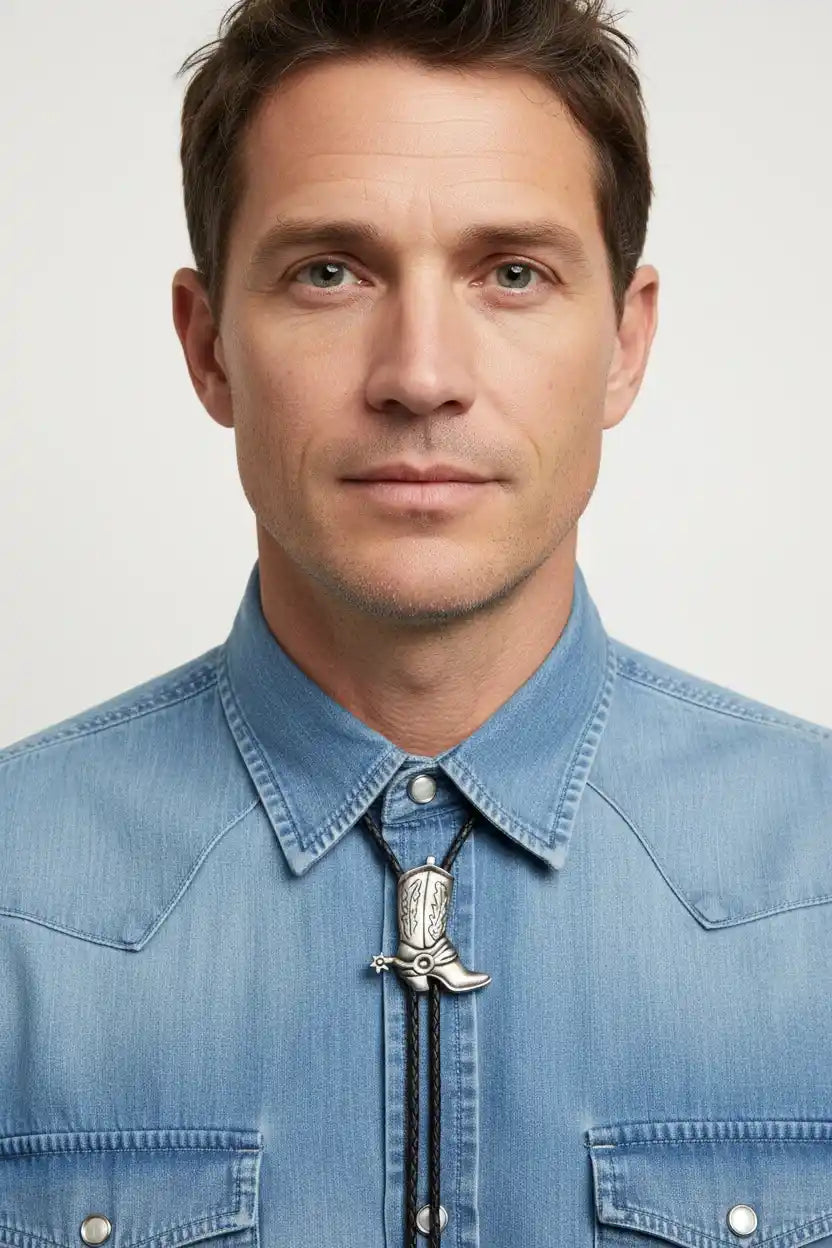 Western Eagle Cowboy Bolo Tie with alloy eagle pendant – front view