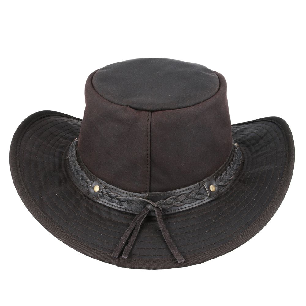 Waxed Cotton Cowboy Waterproof Hat Aussie Style - Black