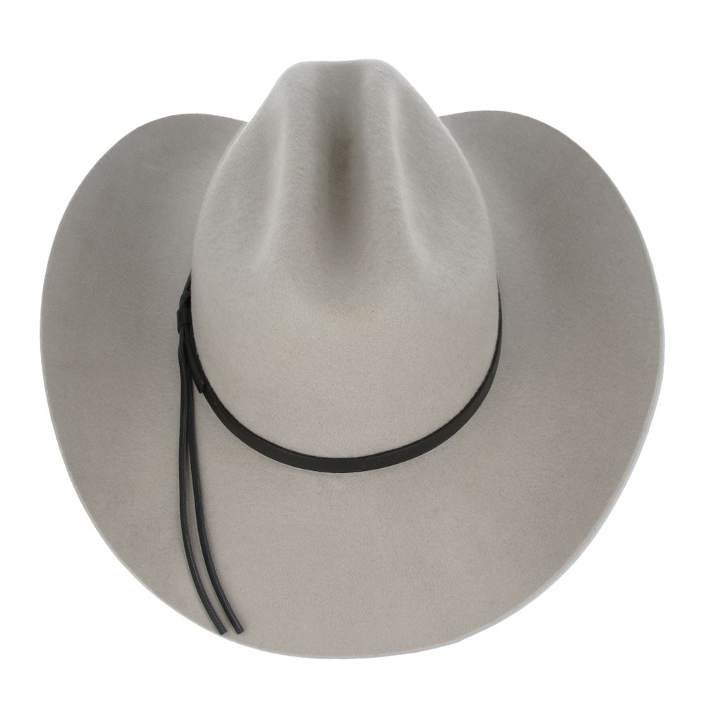 The Cattleman Western American Cowboy Hat is a timeless piece that perfectly blends style and functionality. Crafted from 100% wool felt, this hat features a black and brown leather concho band, adding a touch of elegance to its rugged design.

Hat Details:

Material: 100% Wool Felt
Style: Stiff Wide Brim (approximately 8cm)
Crown: Centre Dent Crown (approximately 11cm)
Sweatband: Comfortable Cotton
Unlined
Colour: Sand, Black &amp; Brown
Handmade