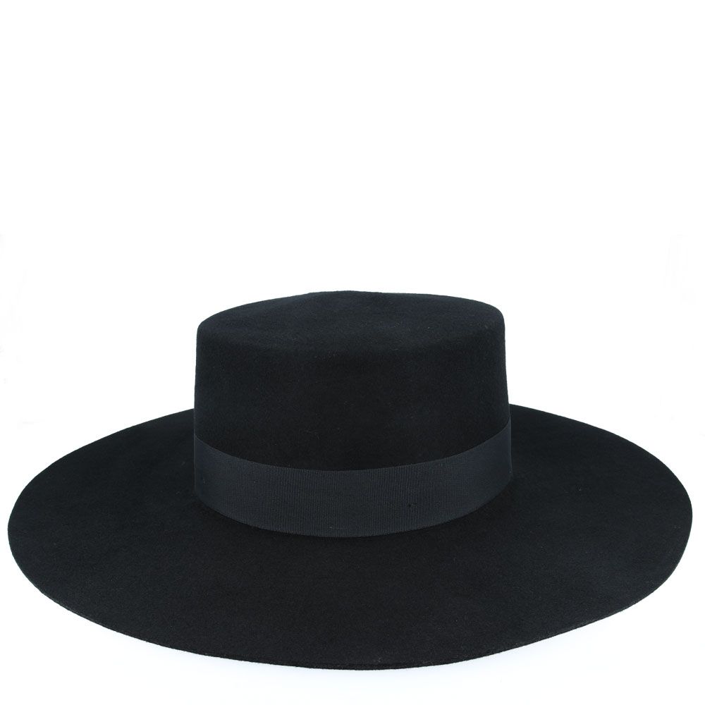 Bolero Spanish Hat Wide Stiff Brim Wool Pork Pie