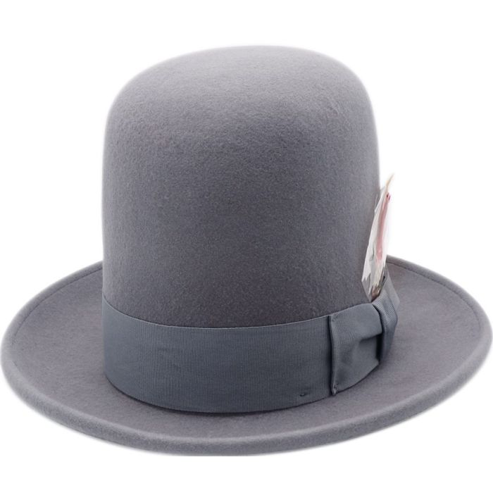 Side view showing tall crown and ribbon band by Novella Hats