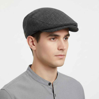 Harris Tweed Herringbone Flat Cap