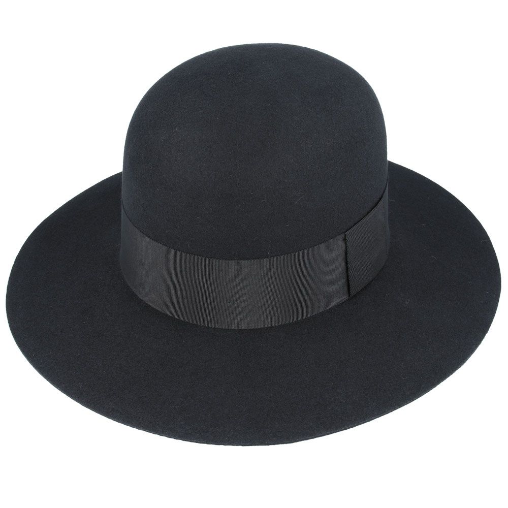 Spanish Bolero Wool Hat | Stiff Flat Brim & Round Crown in Black