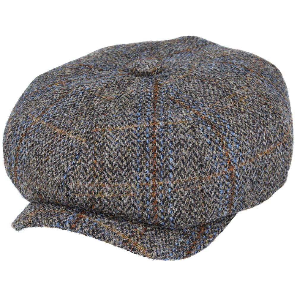 Harris Tweed Wool Newsboy Cap - Mixed Green