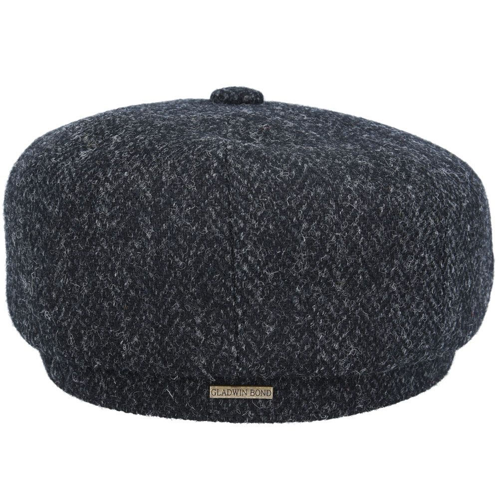 Herringbone Harris Tweed Wool Newsboy Cap