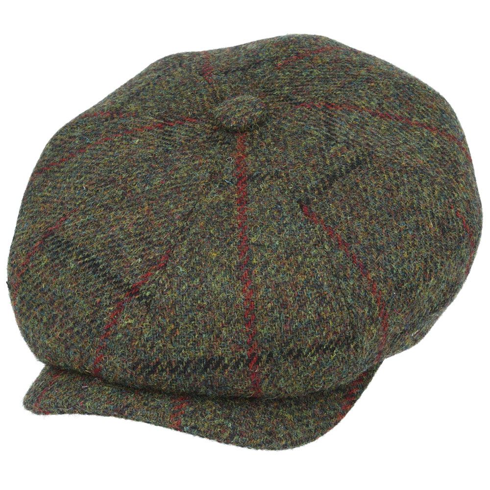 Harris Tweed Wool Newsboy Cap - Green