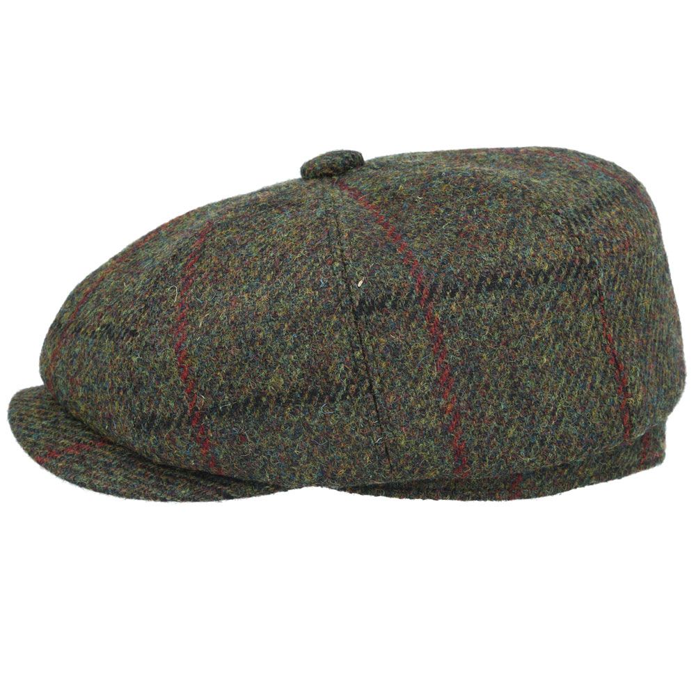 Casquette gavroche en laine Harris Tweed - Vert