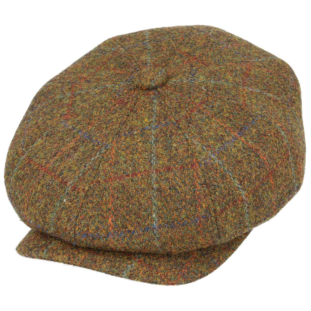 Harris Tweed Wool Newsboy Cap - Green