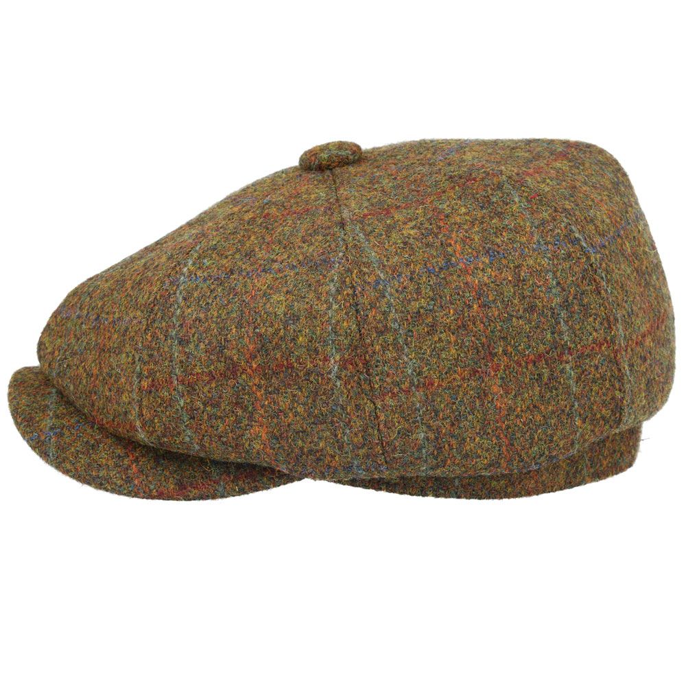 Harris Tweed Wool Newsboy Cap - Green