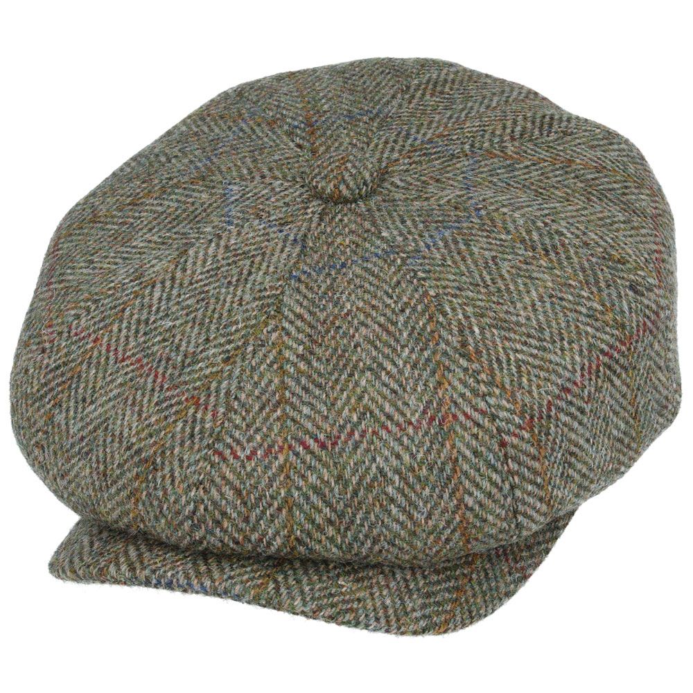 Harris Tweed Wool Newsboy Cap - Forest Green