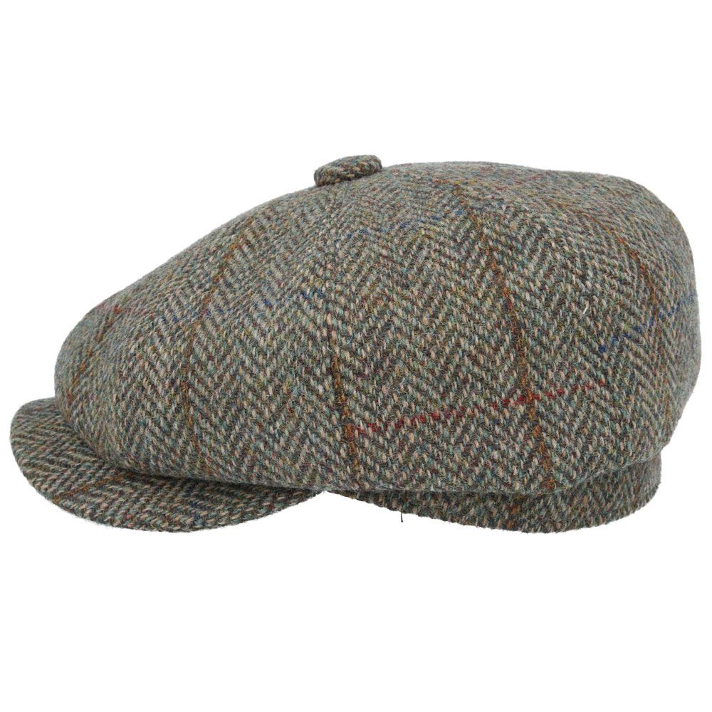 Harris Tweed Wool Newsboy Cap - Forest Green